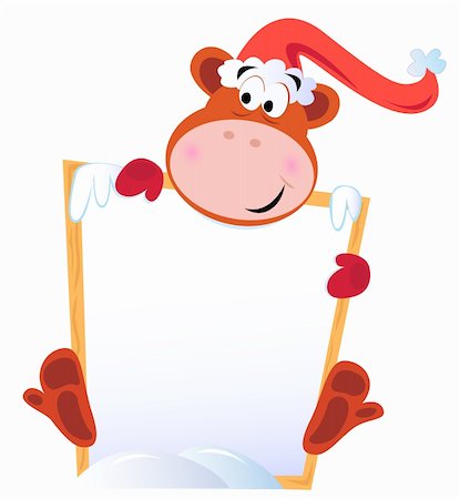 simsearch:400-07245107,k - Brown cute monkey with blank banner sign. Vector cartoon illustration. Photographie de stock - Aubaine LD & Abonnement, Code: 400-04725907