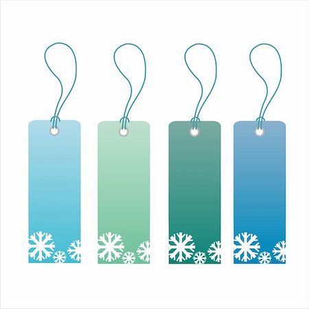 snowflakes on window - set of 4 snowflakes tags Stock Photo - Budget Royalty-Free & Subscription, Code: 400-04726341