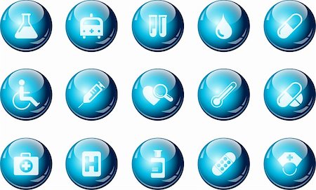 Healthcare and Pharma icons cyan crystal Series Stock Photo - Budget Royalty-Free & Subscription, Code: 400-04726474