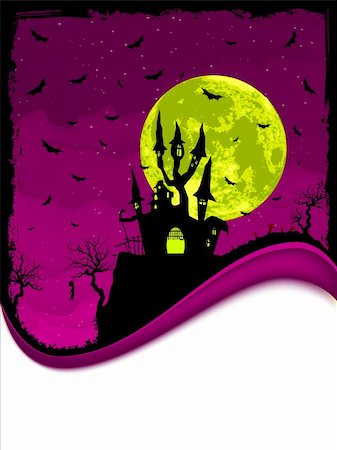 Scary Halloween Castle with Copy Space. EPS 8 vector file included Stock Photo - Budget Royalty-Free & Subscription, Code: 400-04726513