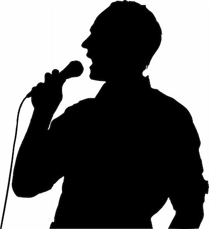 silhouette man on microphone - Male singer with microphone, vector illustration, ai format, compatible with Adobe Illustrator 8 and later Stock Photo - Budget Royalty-Free & Subscription, Code: 400-04726846