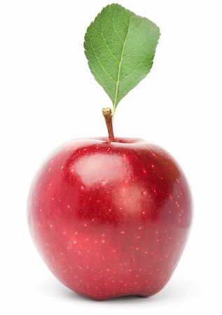 simsearch:400-07714506,k - Red apple with green leaf Photographie de stock - Aubaine LD & Abonnement, Code: 400-04726876