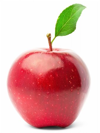 simsearch:400-07714506,k - Red apple with green leaf Photographie de stock - Aubaine LD & Abonnement, Code: 400-04726888