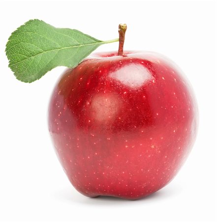 simsearch:400-07714506,k - Red apple with green leaf Photographie de stock - Aubaine LD & Abonnement, Code: 400-04726880