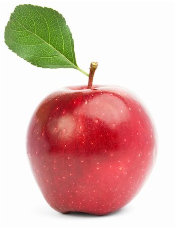 simsearch:400-07714506,k - Red apple with green leaf Photographie de stock - Aubaine LD & Abonnement, Code: 400-04726881