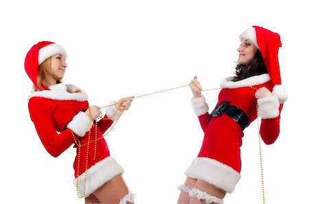 Two sexual girls in Christmas clothes . Isolated over white background . Stock Photo - Budget Royalty-Free & Subscription, Code: 400-04727476