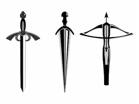 dagger outline - ancient weapons outline vector on white background Stock Photo - Budget Royalty-Free & Subscription, Code: 400-04727479
