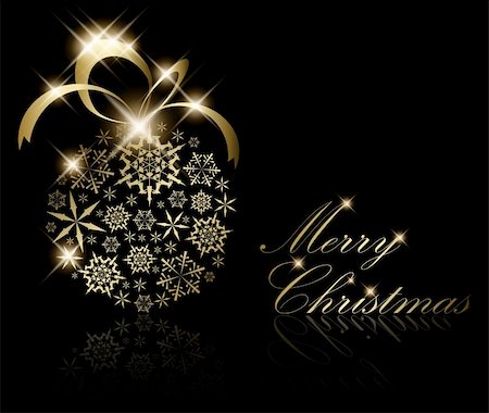 simsearch:400-04662430,k - Christmas ball made from golden snowflakes on a black background (vector Foto de stock - Super Valor sin royalties y Suscripción, Código: 400-04727595