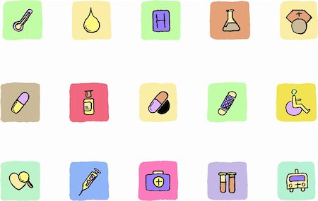 Healthcare and Pharma icons   Fresh color Stock Photo - Budget Royalty-Free & Subscription, Code: 400-04727807