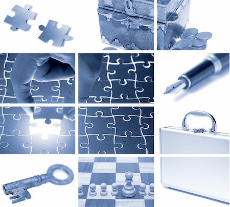 puzzle world on white background - business theme composition out of many images Stock Photo - Budget Royalty-Free & Subscription, Code: 400-04727935