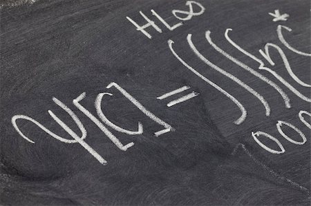science hand writing - a detail of mathematical equation (integral) - white chalk handwriting on blackboard Stock Photo - Budget Royalty-Free & Subscription, Code: 400-04728249