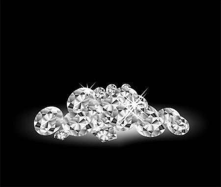 Vector Diamonds on black surface. Art illustration Stock Photo - Budget Royalty-Free & Subscription, Code: 400-04728309