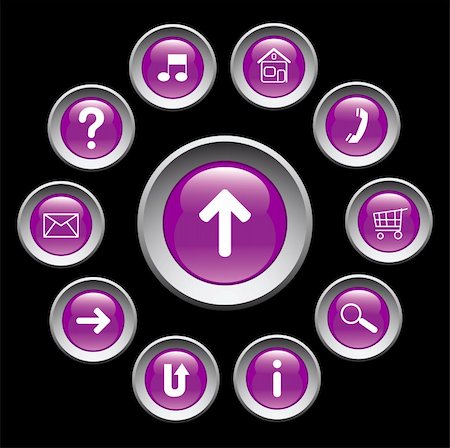 simsearch:400-04657894,k - Glossy buttons with symbols. Set. Vector art in Adobe illustrator EPS format, compressed in a zip file. The different graphics are all on separate layers so they can easily be moved or edited individually. The document can be scaled to any size without loss of quality. Stock Photo - Budget Royalty-Free & Subscription, Code: 400-04728369