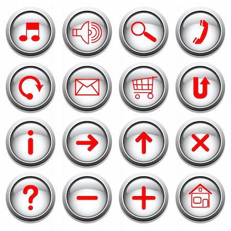simsearch:400-04106245,k - Buttons with red symbols. Vector art in Adobe illustrator EPS format, compressed in a zip file. The different graphics are all on separate layers so they can easily be moved or edited individually. The document can be scaled to any size without loss of quality. Stock Photo - Budget Royalty-Free & Subscription, Code: 400-04728363