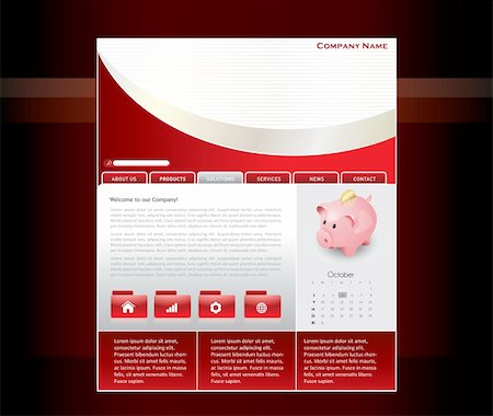 Red website template in editable vector format Stock Photo - Budget Royalty-Free & Subscription, Code: 400-04728742