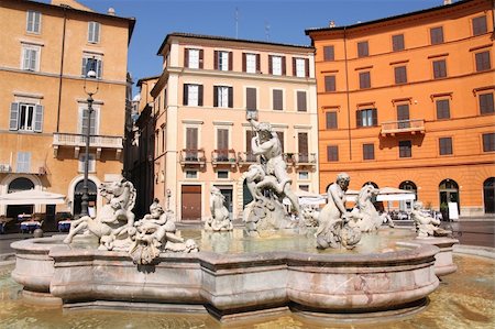 simsearch:400-05317884,k - Piazza Navona, Neptune Fountain in Rome, Italy Foto de stock - Super Valor sin royalties y Suscripción, Código: 400-04728933