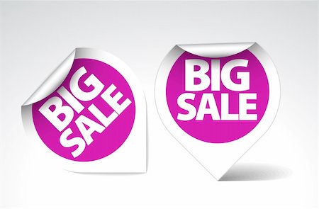 simsearch:400-05066572,k - Round Labels / stickers for big sale - purple with white border Foto de stock - Royalty-Free Super Valor e Assinatura, Número: 400-04729059