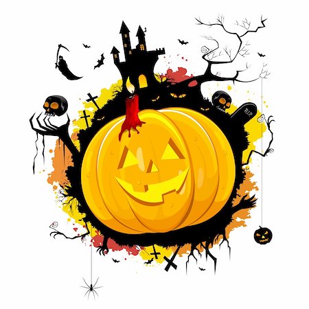 simsearch:400-07774937,k - illustration of halloween pumpkin with different elements related to halloween Stock Photo - Budget Royalty-Free & Subscription, Code: 400-04729053