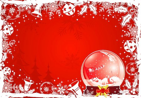 snow storm silhouette - Christmas grunge frame with snowflake, mistletoe, bell, element for design, vector illustration Stock Photo - Budget Royalty-Free & Subscription, Code: 400-04729266