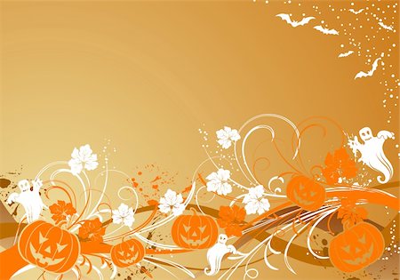 pumpkin leaf pattern - Abstract halloween background with bats & pumpkin, vector illustration Foto de stock - Super Valor sin royalties y Suscripción, Código: 400-04729261