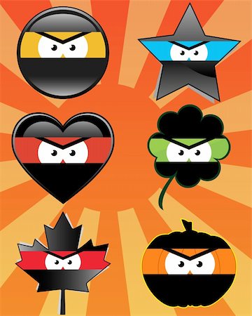 simsearch:400-04154451,k - Set of 6 ninja emoticons - vector illustrations Stock Photo - Budget Royalty-Free & Subscription, Code: 400-04729899