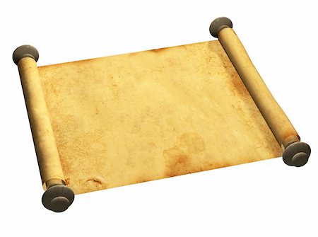 simsearch:400-04999892,k - Scroll of old parchment. Object over white Stock Photo - Budget Royalty-Free & Subscription, Code: 400-04720749