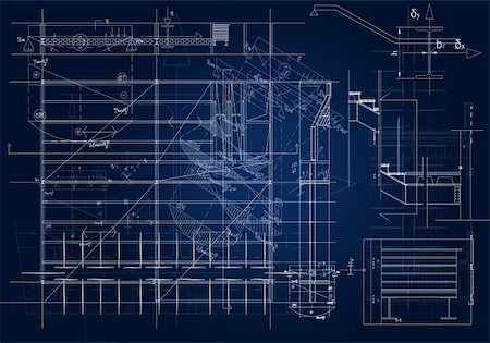 engineer drafting - frontal architectural blueprint. illustration background Stock Photo - Budget Royalty-Free & Subscription, Code: 400-04721384
