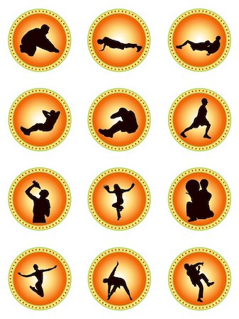 vector illustration of different silhouettes of exercising people Stock Photo - Budget Royalty-Free & Subscription, Code: 400-04721464