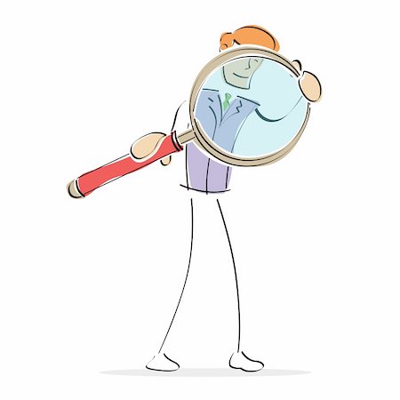simsearch:400-05200843,k - illustration of business man searching with magnifying glass on white background Foto de stock - Super Valor sin royalties y Suscripción, Código: 400-04722718