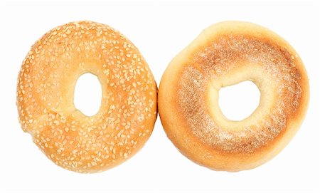 sesame bagel - Bagel bun isolated over white background Stock Photo - Budget Royalty-Free & Subscription, Code: 400-04723187