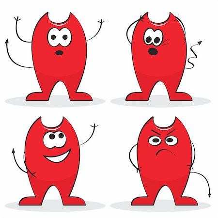 simsearch:400-07486435,k - Set of four red cartoon devils. Vector illustration Stock Photo - Budget Royalty-Free & Subscription, Code: 400-04723332