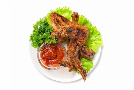 simsearch:400-07170188,k - fried chicken wings with vegetables and sauce Stockbilder - Microstock & Abonnement, Bildnummer: 400-04723484