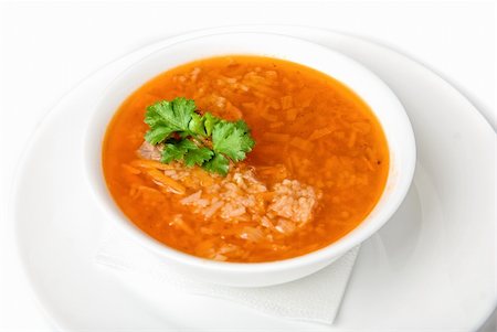 simsearch:400-07301312,k - Bowl of vegetable borscht soup isolated on white Stockbilder - Microstock & Abonnement, Bildnummer: 400-04723492