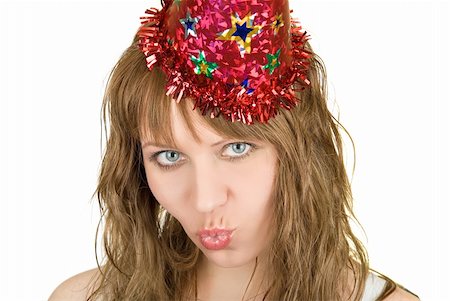 simsearch:400-06207389,k - Happy pretty festive woman isolated on white background Photographie de stock - Aubaine LD & Abonnement, Code: 400-04723806