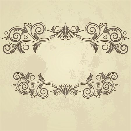 Vintage grunge frame with swirl  on a beige background Stock Photo - Budget Royalty-Free & Subscription, Code: 400-04734039
