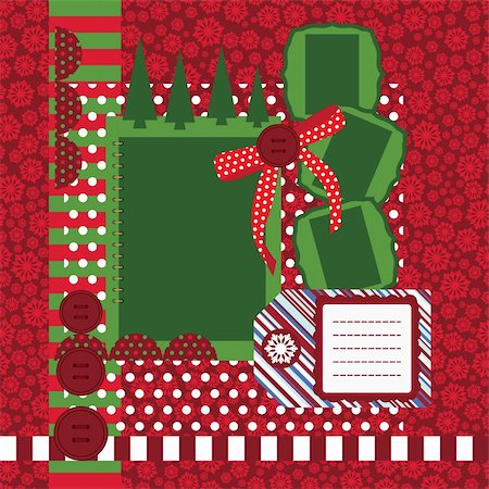 scrapbook cards christmas - Vector Christmas page - set of design elements Stock Photo - Budget Royalty-Free & Subscription, Code: 400-04734326
