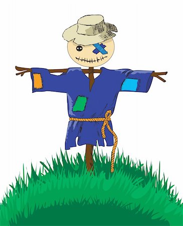 spooky field - Scarecrow standing in the field and keeps people away birds and animals from plants Stock Photo - Budget Royalty-Free & Subscription, Code: 400-04734430