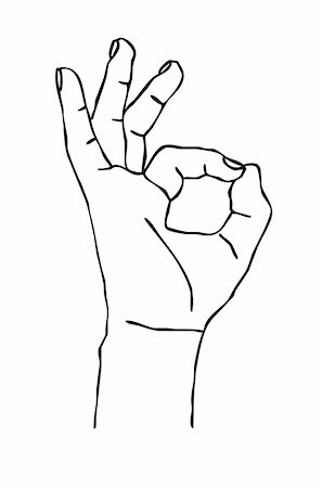 fingers outline drawing - vector silhouette of the hand on white background Stock Photo - Budget Royalty-Free & Subscription, Code: 400-04734970