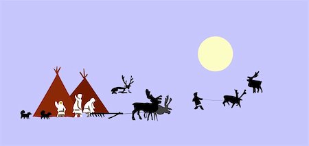 vector drawing reindeer breeder Stock Photo - Budget Royalty-Free & Subscription, Code: 400-04734995