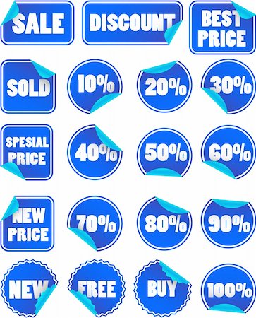 reduced sign in a shop - Set of blue discount price labels Stock Photo - Budget Royalty-Free & Subscription, Code: 400-04735086