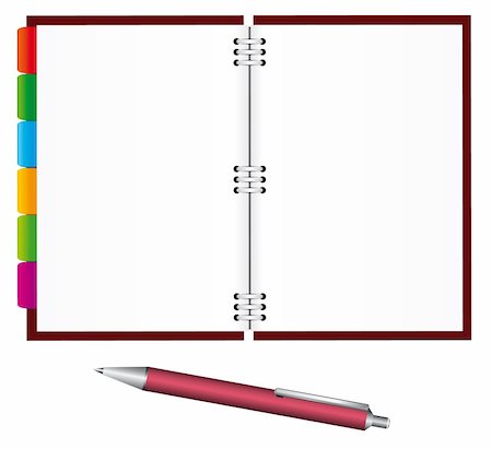 simsearch:400-04783872,k - Notebook and pen for office. Vector illustration. Vector art in Adobe illustrator EPS format, compressed in a zip file. The different graphics are all on separate layers so they can easily be moved or edited individually. The document can be scaled to any size without loss of quality. Photographie de stock - Aubaine LD & Abonnement, Code: 400-04735246