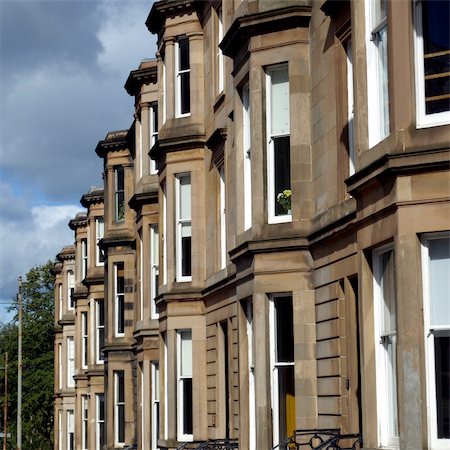 A row of terraced houses in Glasgow West End, Scotland Fotografie stock - Microstock e Abbonamento, Codice: 400-04735280