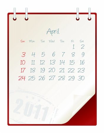 simsearch:400-07056019,k - 2011 calendar with a blanknote paper - vector illustration Fotografie stock - Microstock e Abbonamento, Codice: 400-04735305