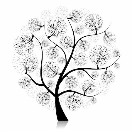 simsearch:400-04256433,k - Silhouette d'arbre art sur fond blanc pour la conception de votre Photographie de stock - Aubaine LD & Abonnement, Code: 400-04735490