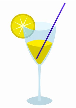 Transparent glass with a lemon, straw and a yellow drink Stock Photo - Budget Royalty-Free & Subscription, Code: 400-04735511