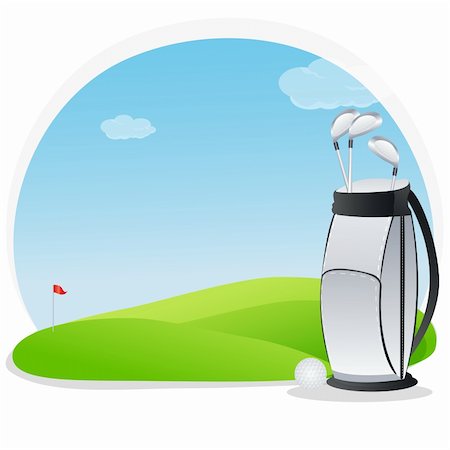 illustration of golf kit in golf course Stock Photo - Budget Royalty-Free & Subscription, Code: 400-04735866