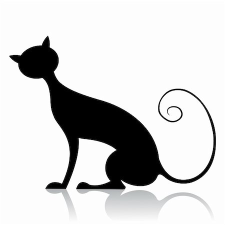 domestic cat art images - illustration of black cat silhouette on isolated background Stock Photo - Budget Royalty-Free & Subscription, Code: 400-04735861