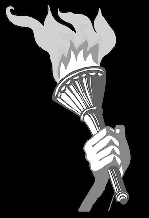 fingers outline drawing - a hand holds a flaming torch high Stock Photo - Budget Royalty-Free & Subscription, Code: 400-04735918
