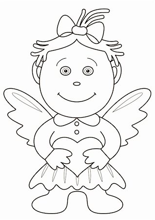 simsearch:400-04736001,k - The girl-angel with wings, holds in hands heart, symbol a love and friendship, contours Foto de stock - Super Valor sin royalties y Suscripción, Código: 400-04736001