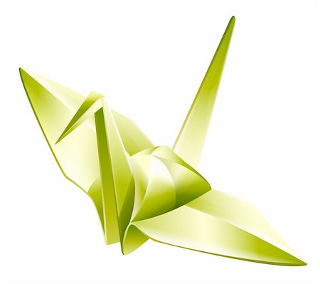 illustration drawing of beautiful green paper crane Stock Photo - Budget Royalty-Free & Subscription, Code: 400-04736176
